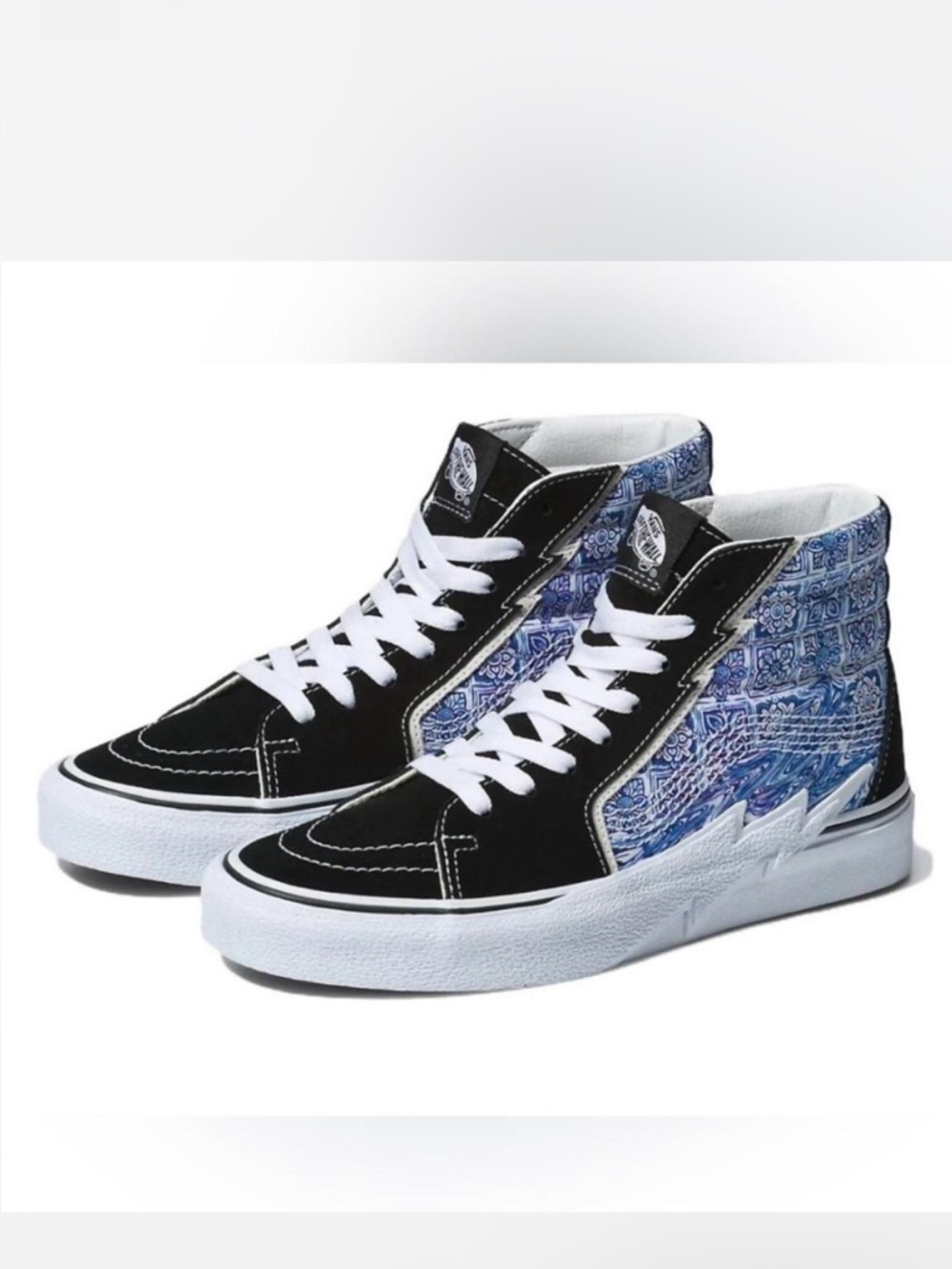 Vans SK8 Hi Bolt Liquefy High-Top Sneakers in Black White & Blue Youth Size 3.5